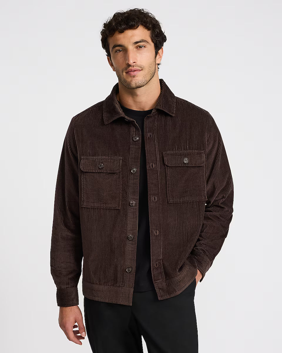Corduroy Double Button Pocket Shirt Jacket