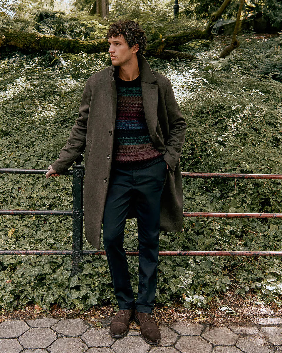 Deep Olive Wool-Blend Topcoat