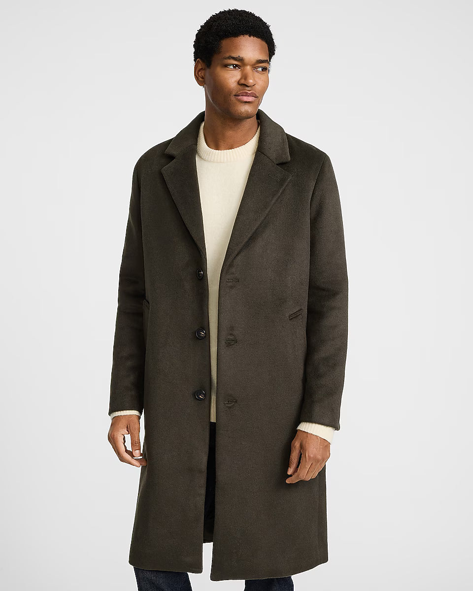 Deep Olive Wool-Blend Topcoat
