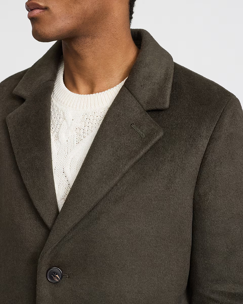 Deep Olive Wool-Blend Topcoat