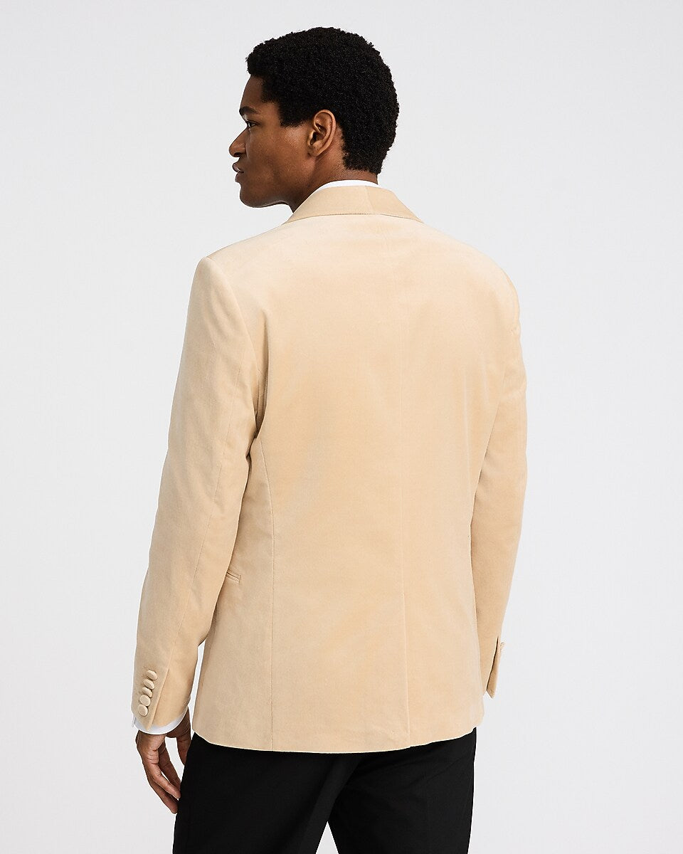 Slim Champagne Velvet Tuxedo Jacket